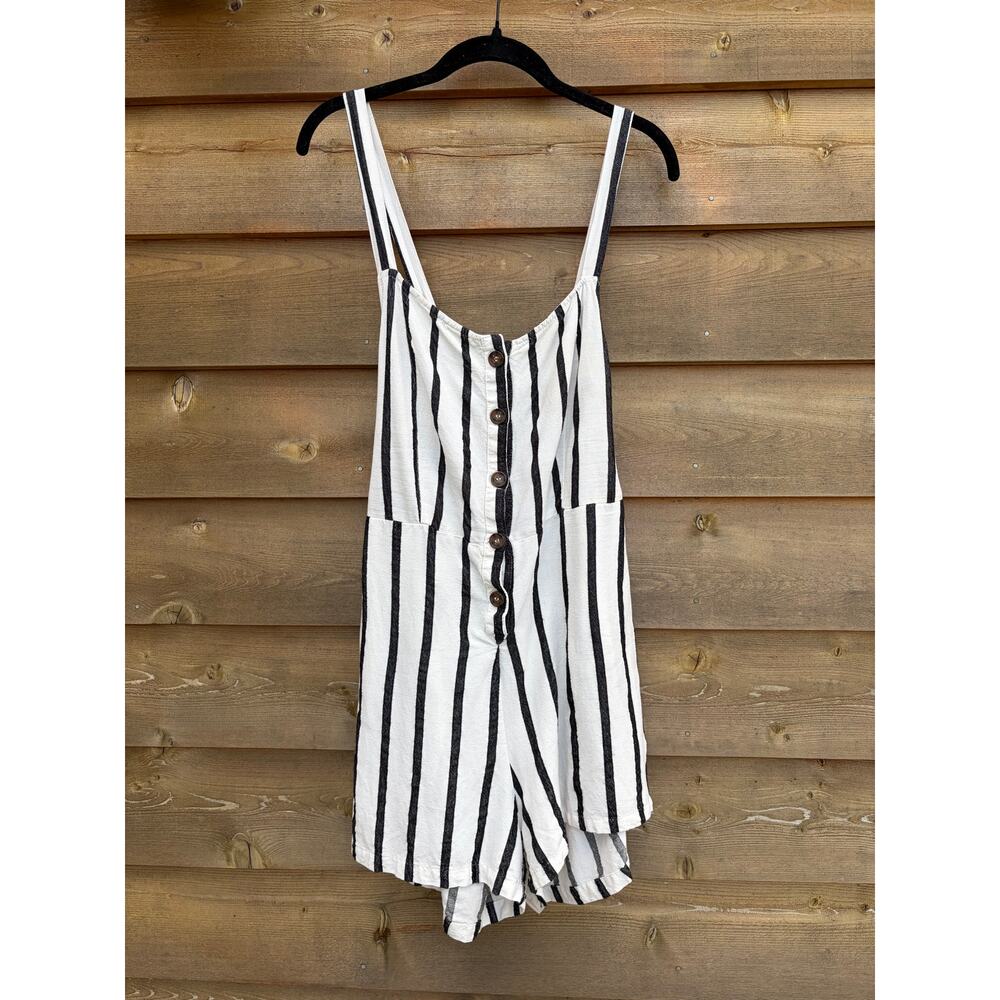 Love Tree black and white striped romper